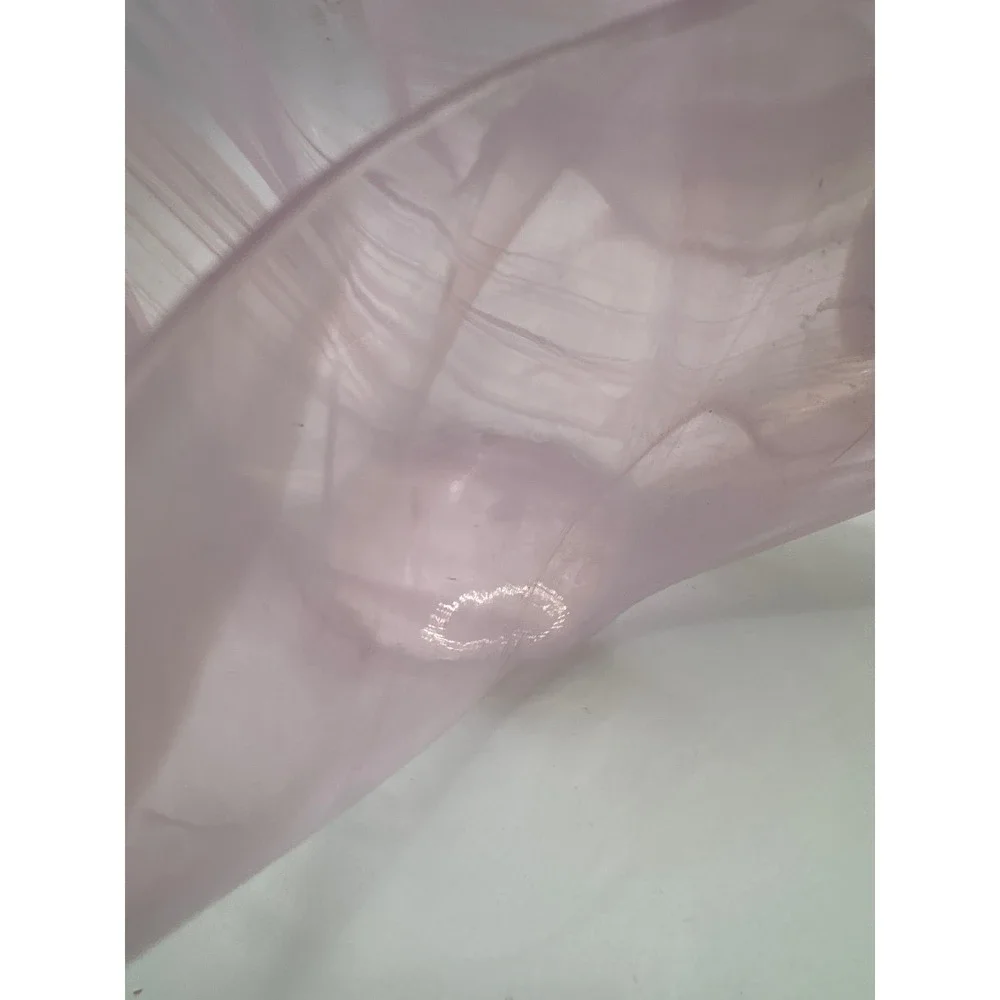 Vintage Pink Swirl Art Glass Handkerchief Ruffled Decorative Bowl 8.5